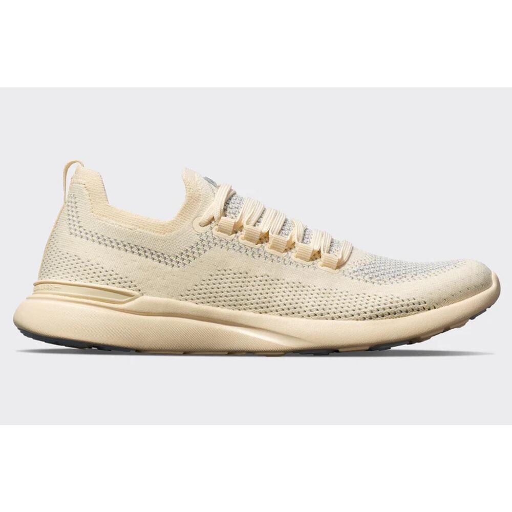 Cream and Silver Athletic Shoes for Performance